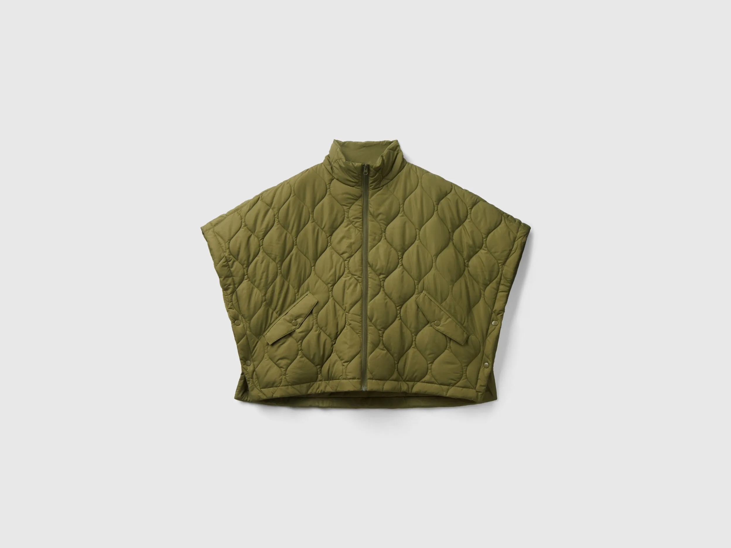 Quilted cape with lightweight padding - Military Green | Benetton