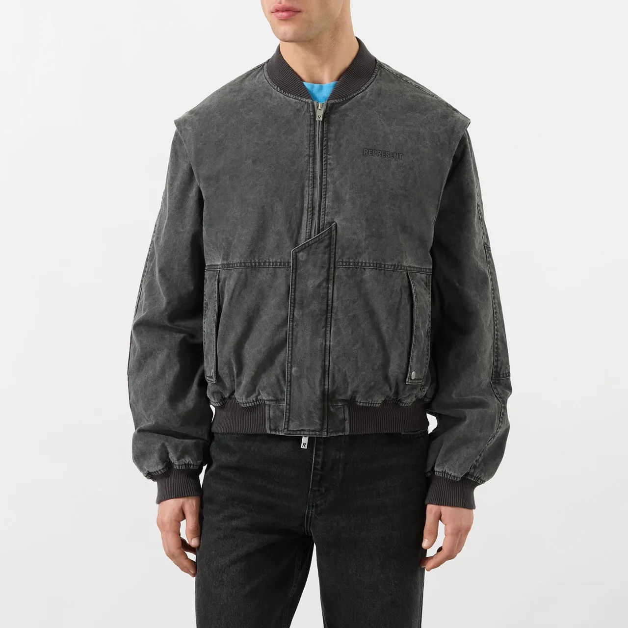 REPRESENT Inset Sleeve Bomber Jacket - Black