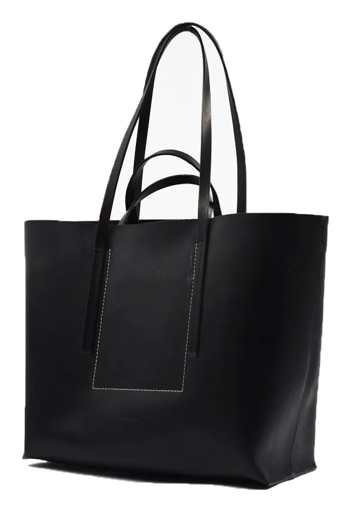 RICK OWENS MEN RA01D0462 LGE LEATHER SHOPPER BAG BLACK