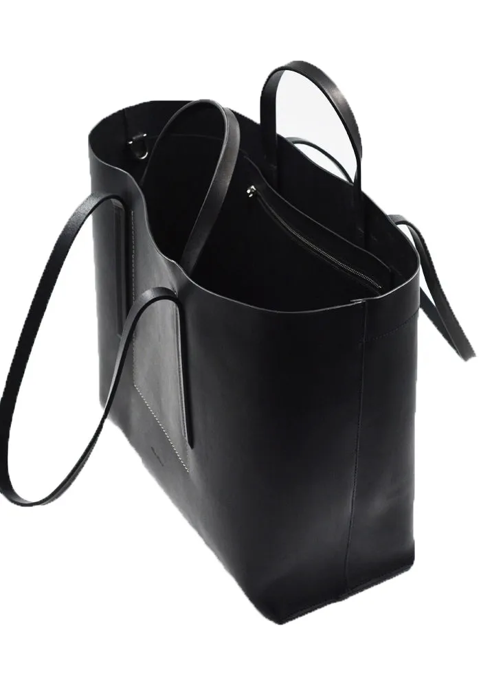 RICK OWENS MEN RA01D0462 LGE LEATHER SHOPPER BAG BLACK