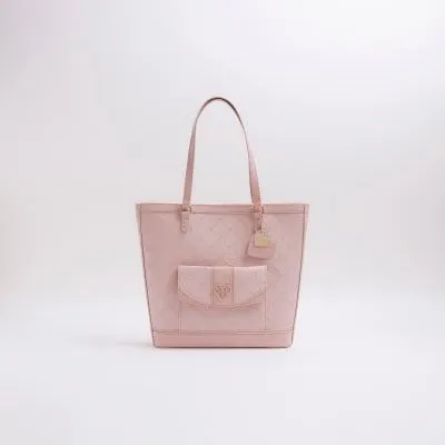 River Island Girls Pink Embossed Shopper Bag