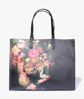 Saliina printed floral extra large shopper in black