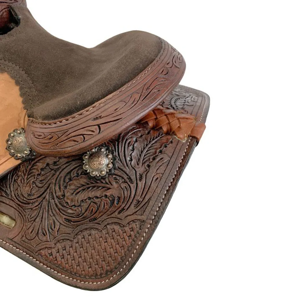 Shiloh Tack 8 Double T Miniature Barrel Saddle - Oak Leaf/Basketweave Tooling