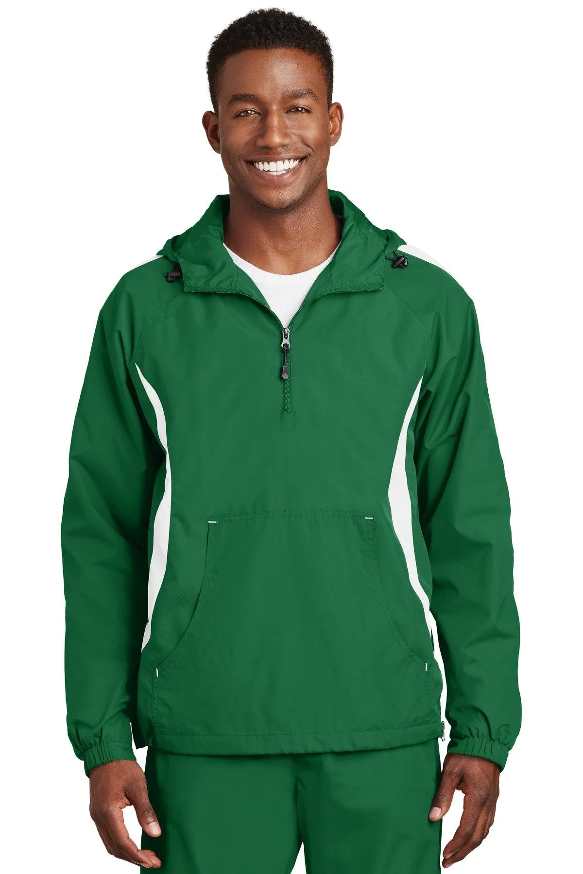 Sport-Tek Colorblock Raglan Anorak JST63 Kelly Green/White