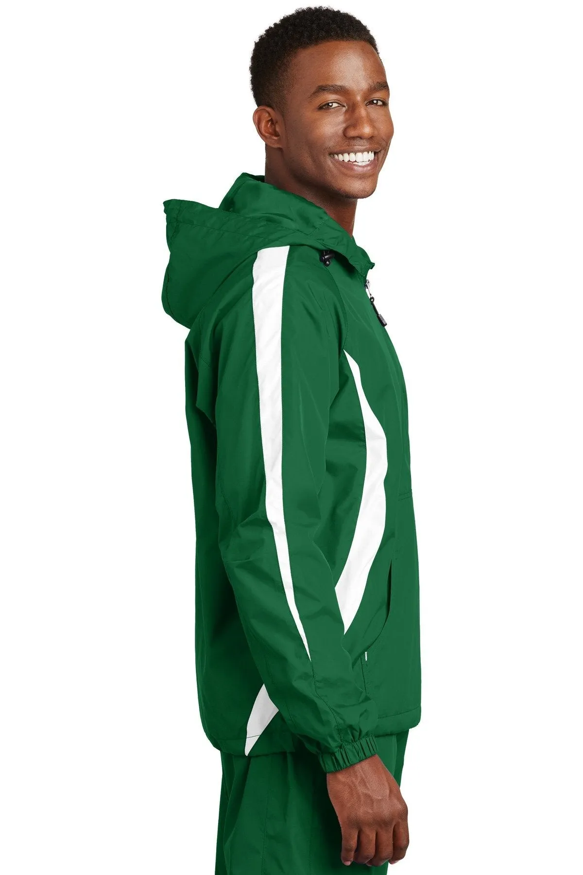 Sport-Tek Colorblock Raglan Anorak JST63 Kelly Green/White