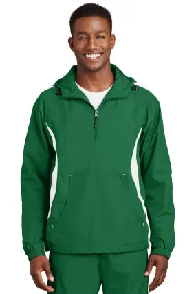 Sport-Tek Colorblock Raglan Anorak JST63 Kelly Green/White