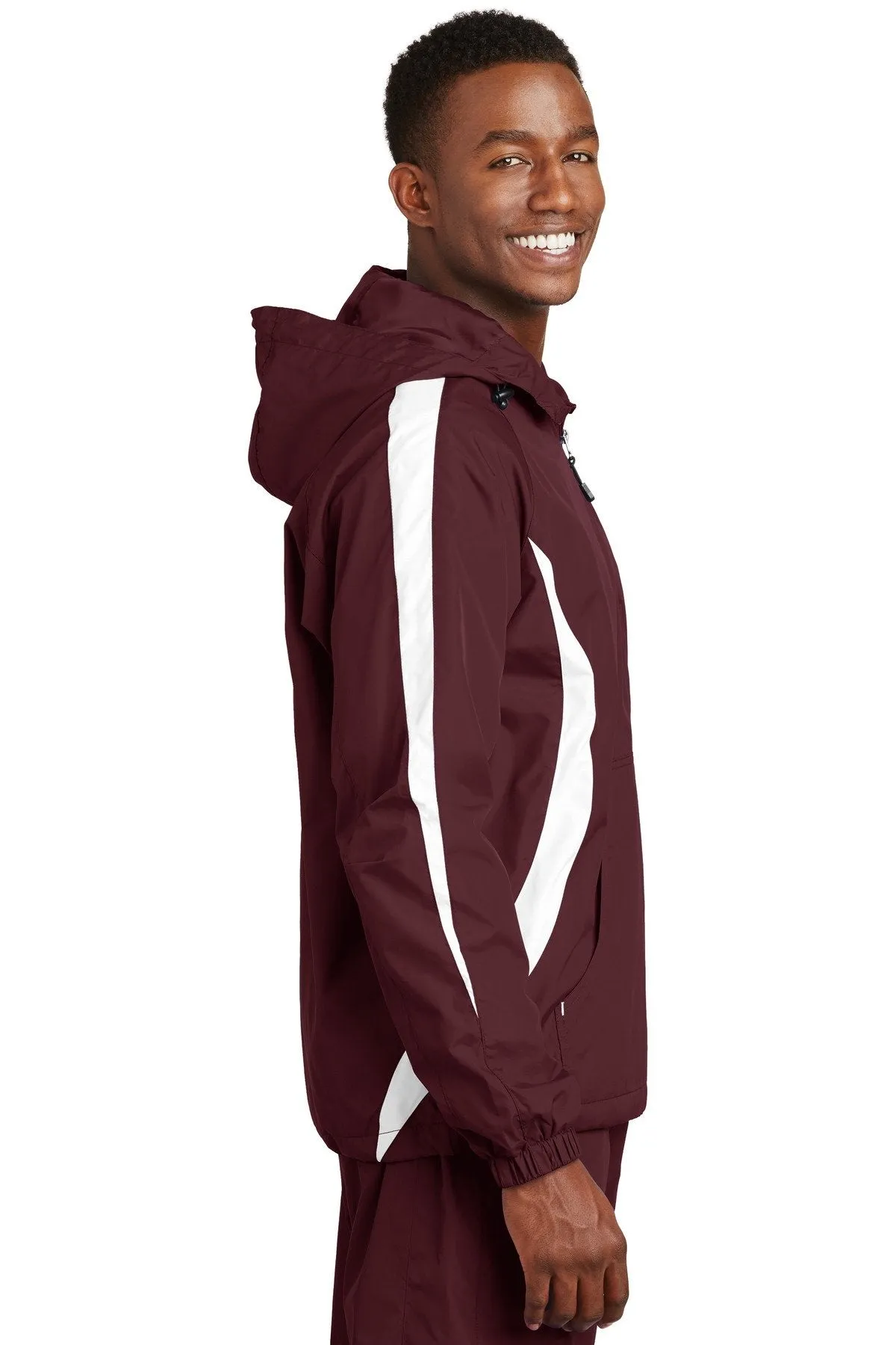 Sport-Tek Colorblock Raglan Anorak JST63 Maroon/White