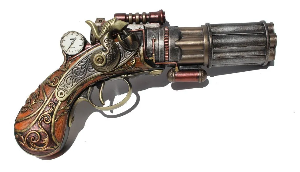 Steampunk 6-Barrel Pistol Figurine