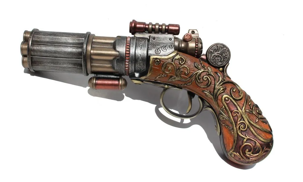 Steampunk 6-Barrel Pistol Figurine