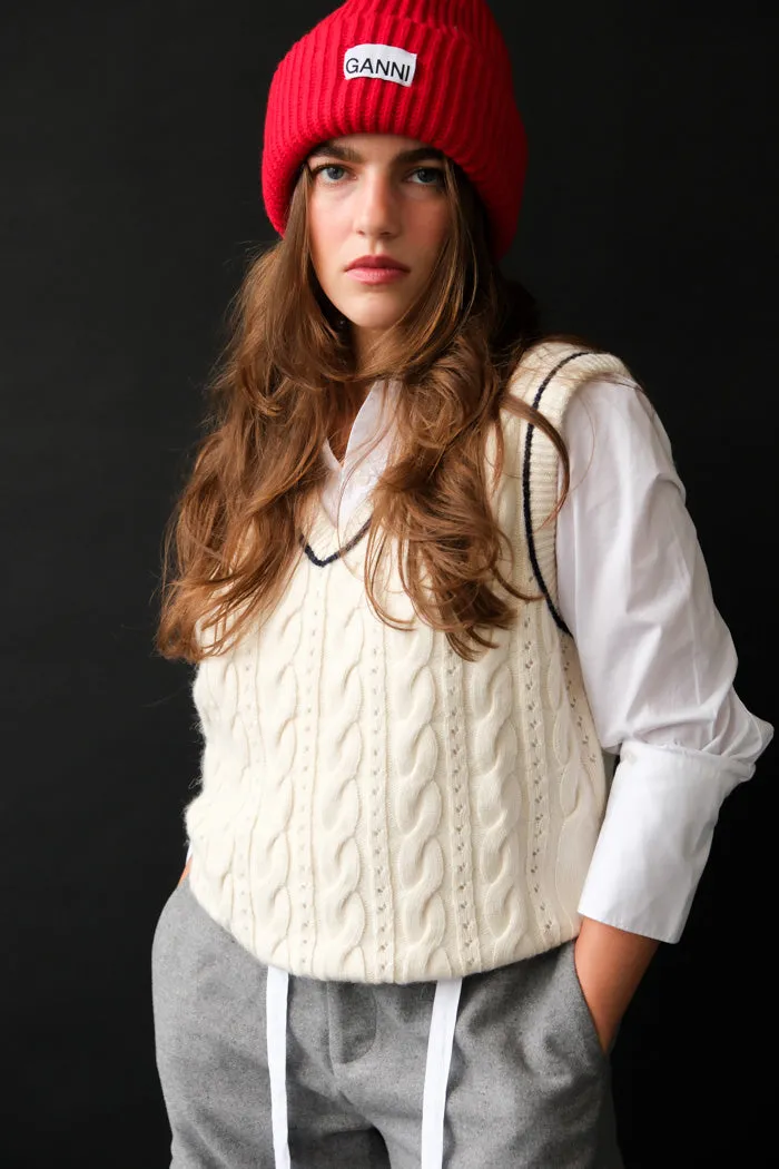 STRUCTURED RIB BEANIE RACING RED