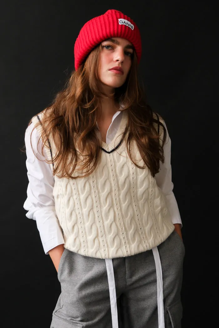 STRUCTURED RIB BEANIE RACING RED