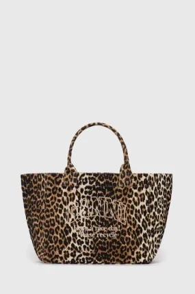 Superdry cotton handbag Shopper XXL Print brown color A5822