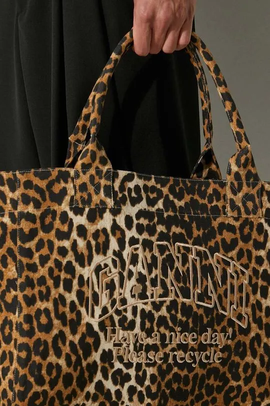 Superdry cotton handbag Shopper XXL Print brown color A5822