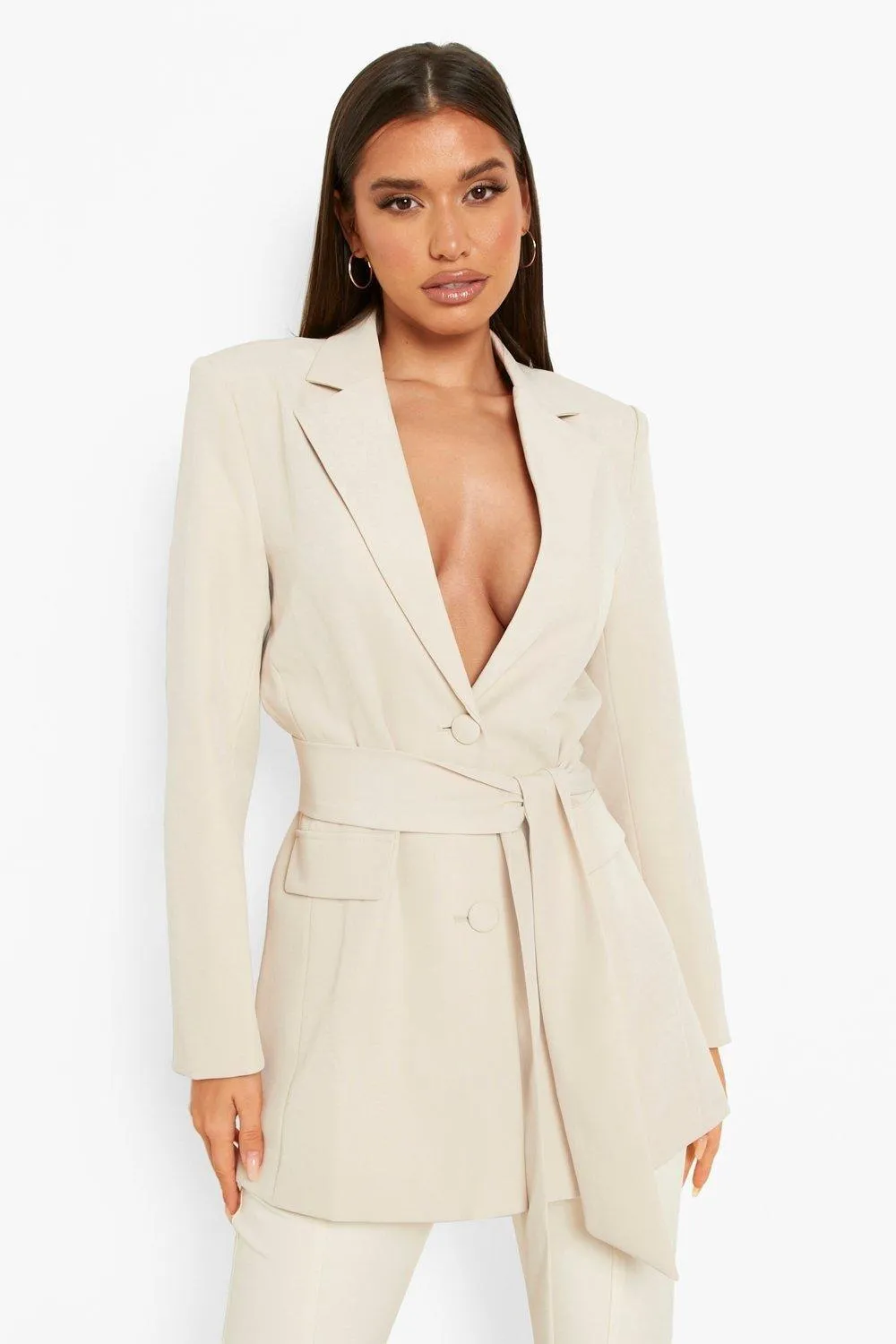 Tailored Tie Waist Blazer