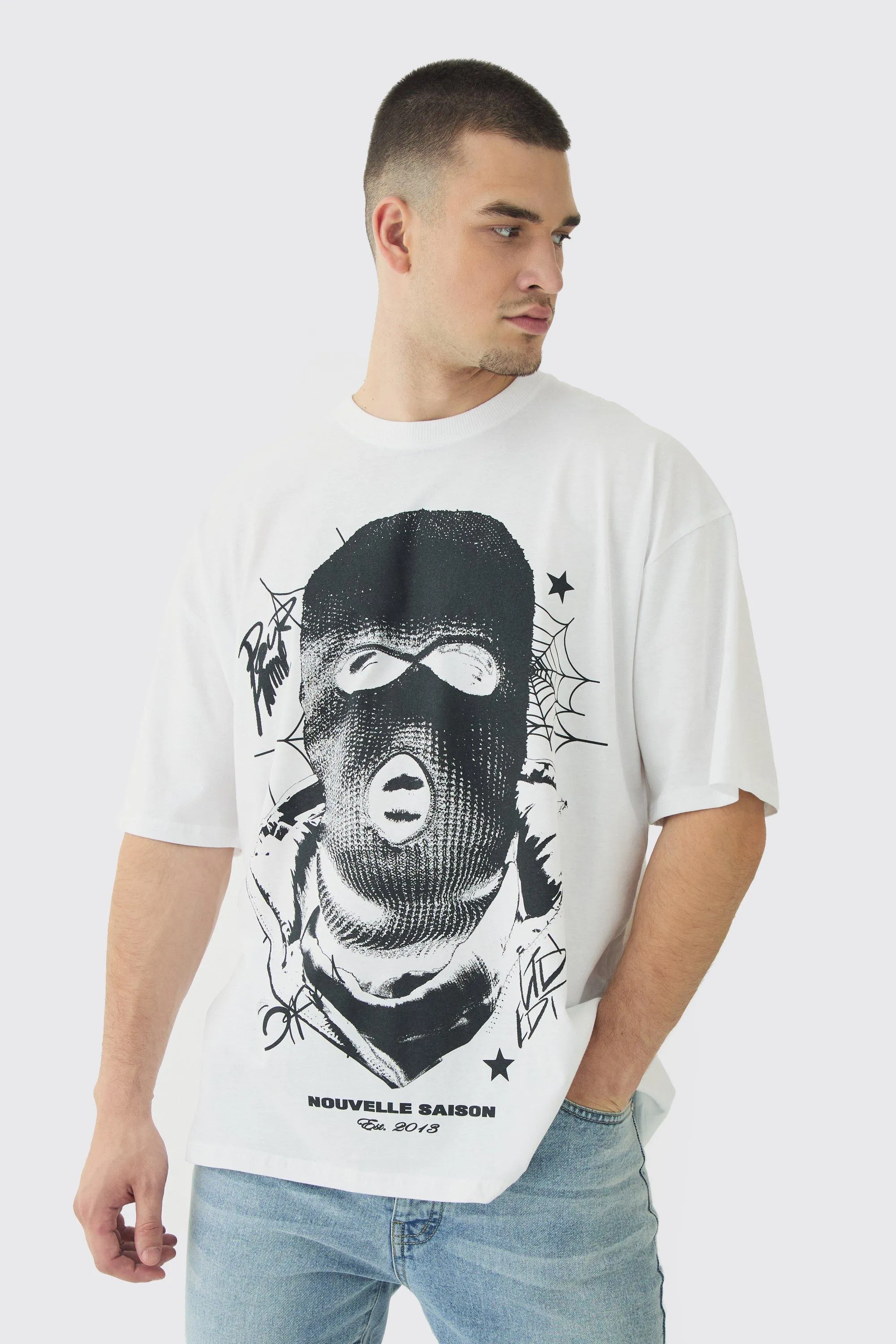 Tall Spiderweb Balaclava Graphic T-Shirt