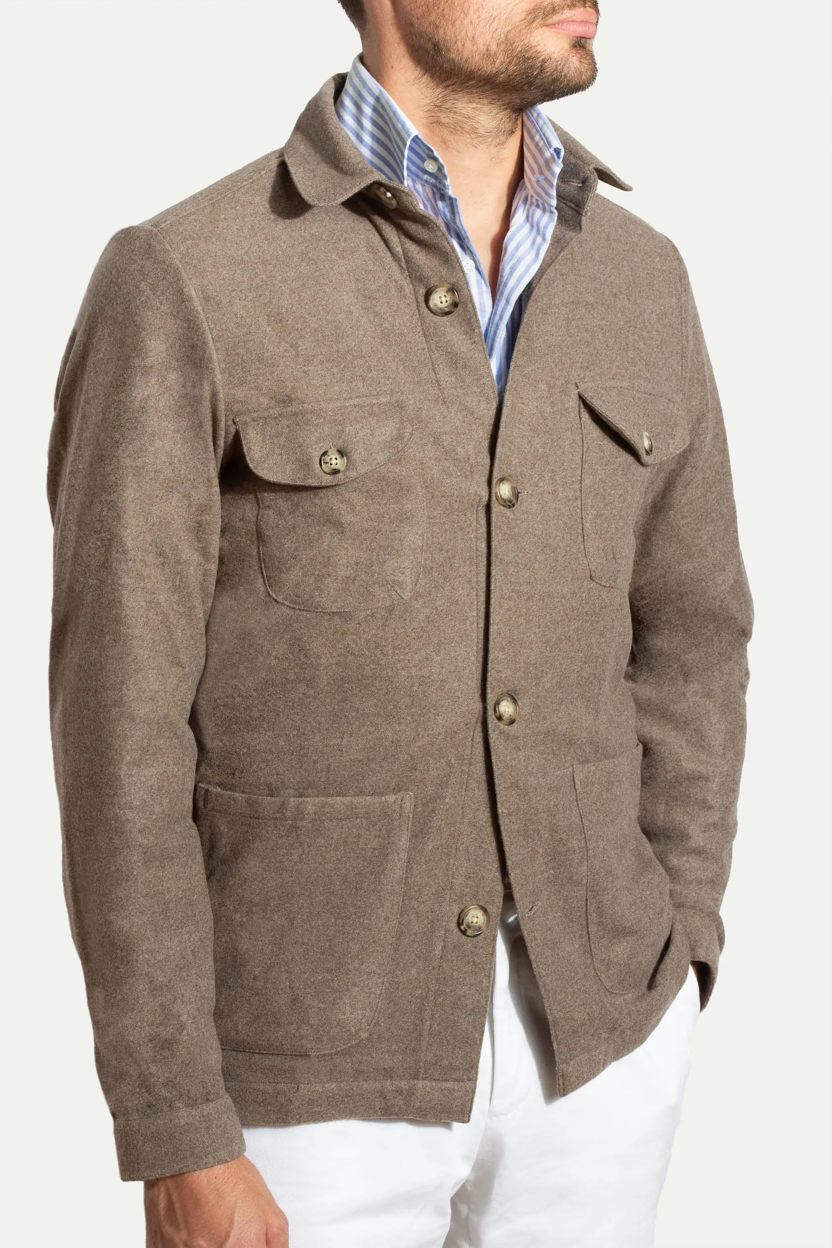 Taupe Safari Jacket flannel Super 180s – Made in Italy