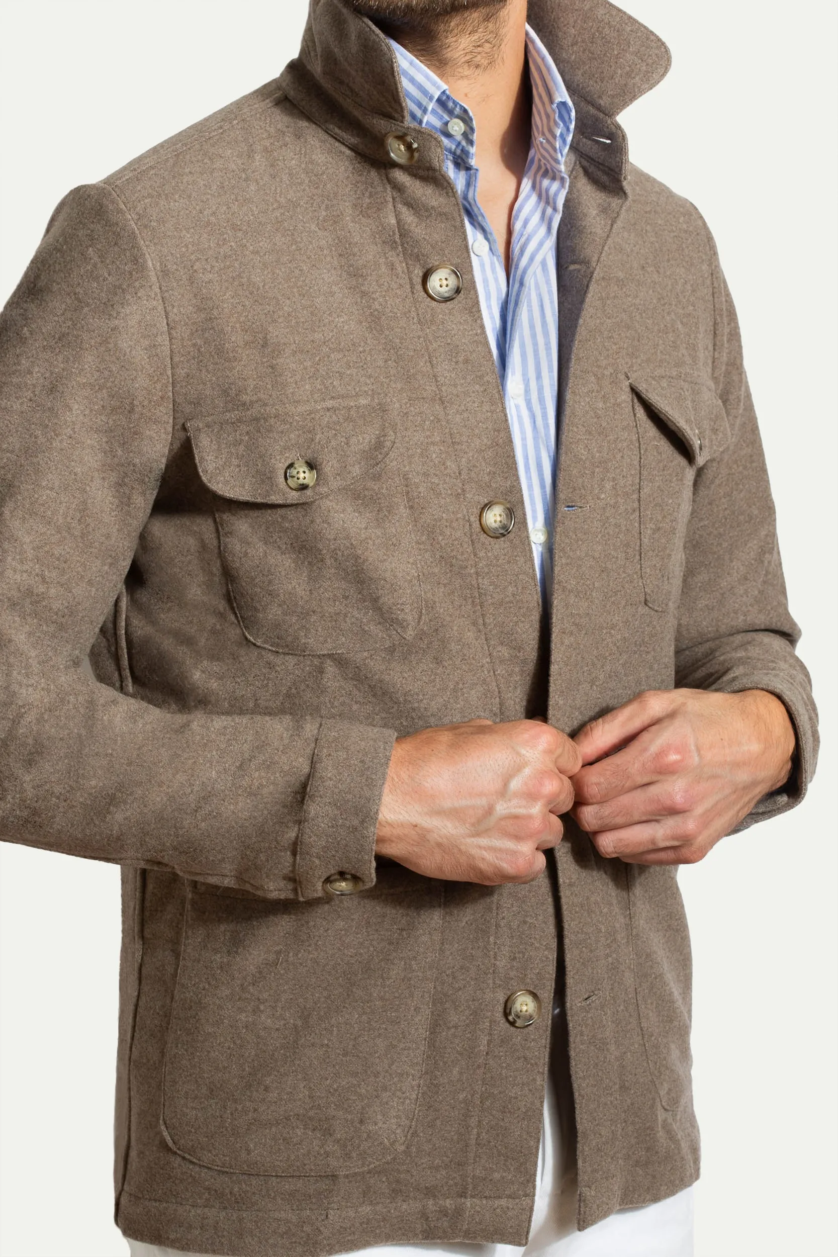 Taupe Safari Jacket flannel Super 180s – Made in Italy