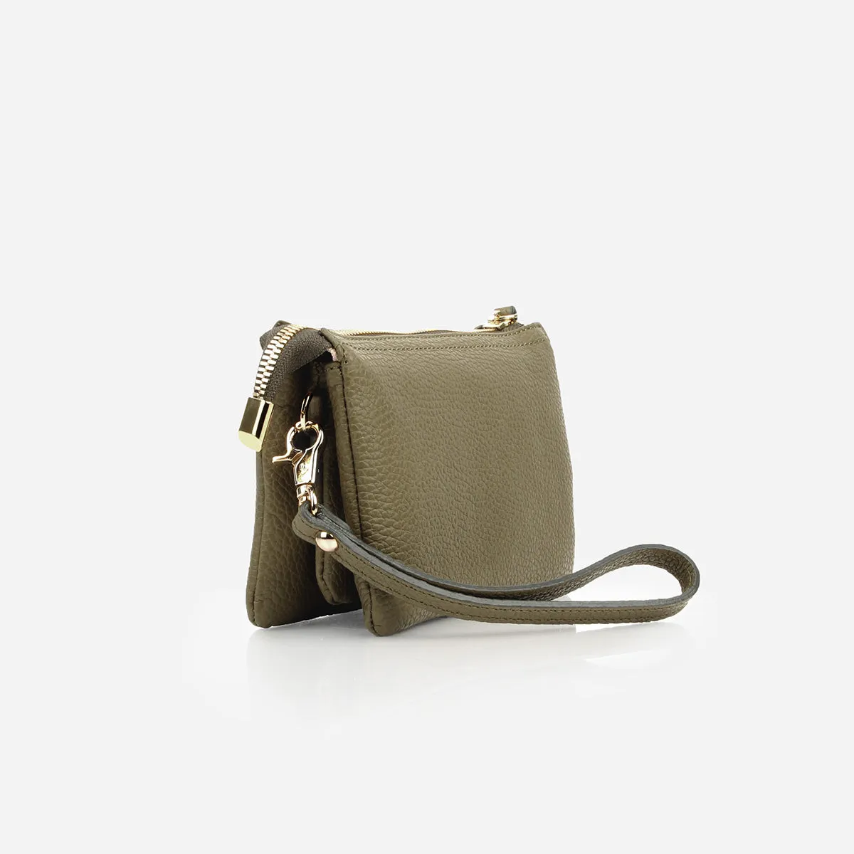 The 3-in-1 Wristlet Olive Pebble