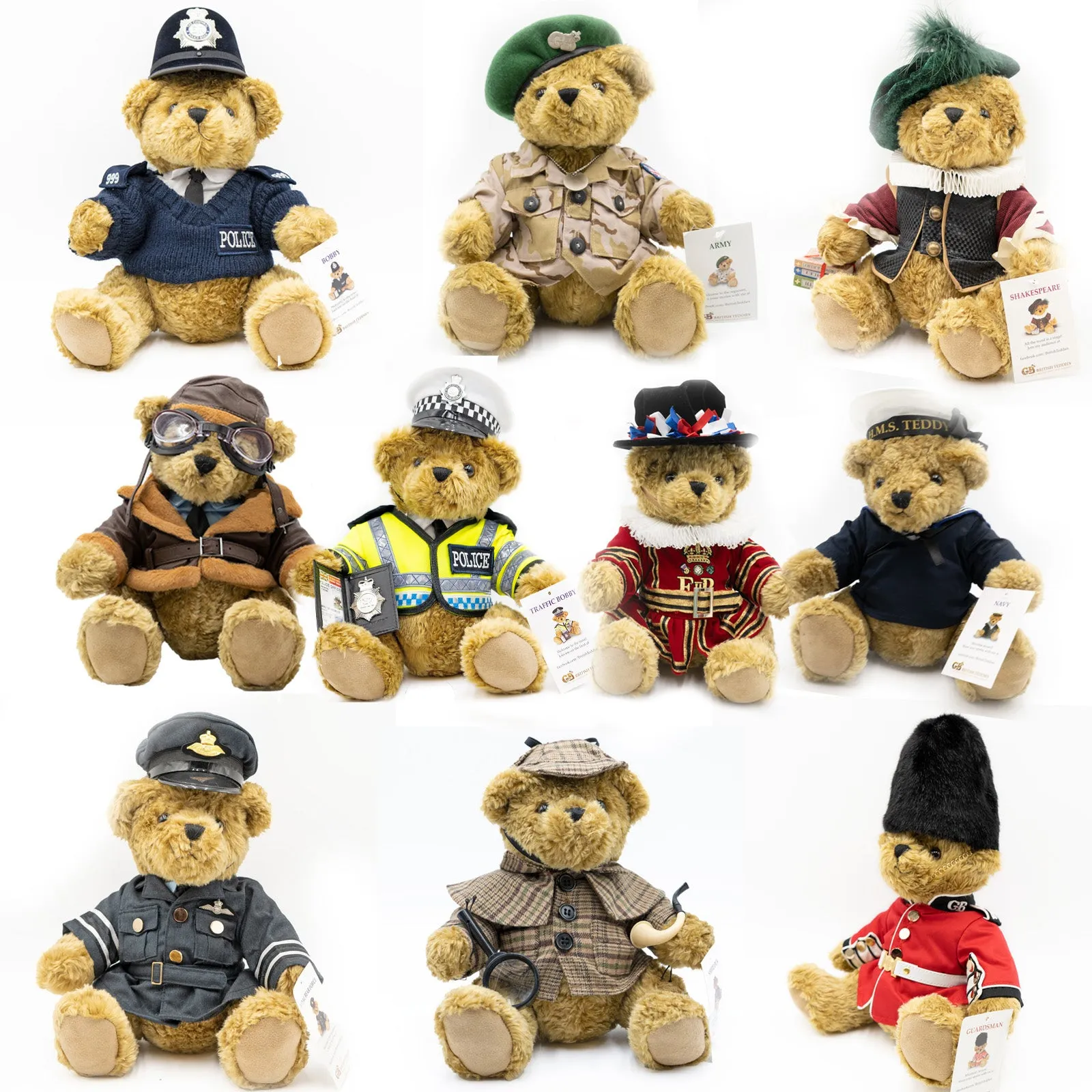 The Great British Teddy Bear Roger Bomber Pilot Bear Soft Plush Toys