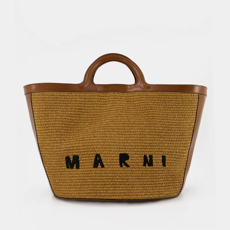 Tropicalia Large Shopper Bag - Marni - Raw Sienna - Leather