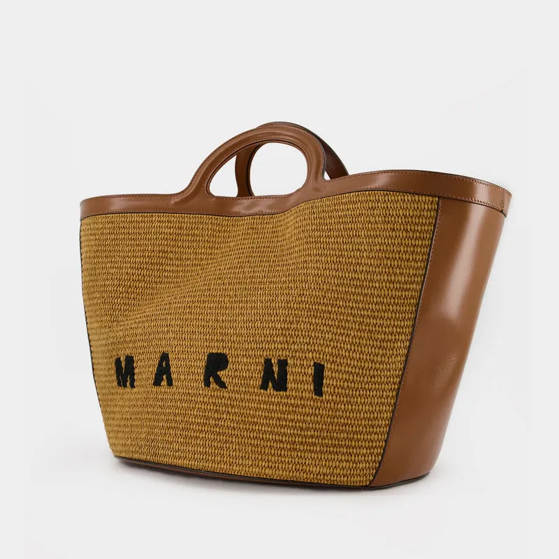 Tropicalia Large Shopper Bag - Marni - Raw Sienna - Leather