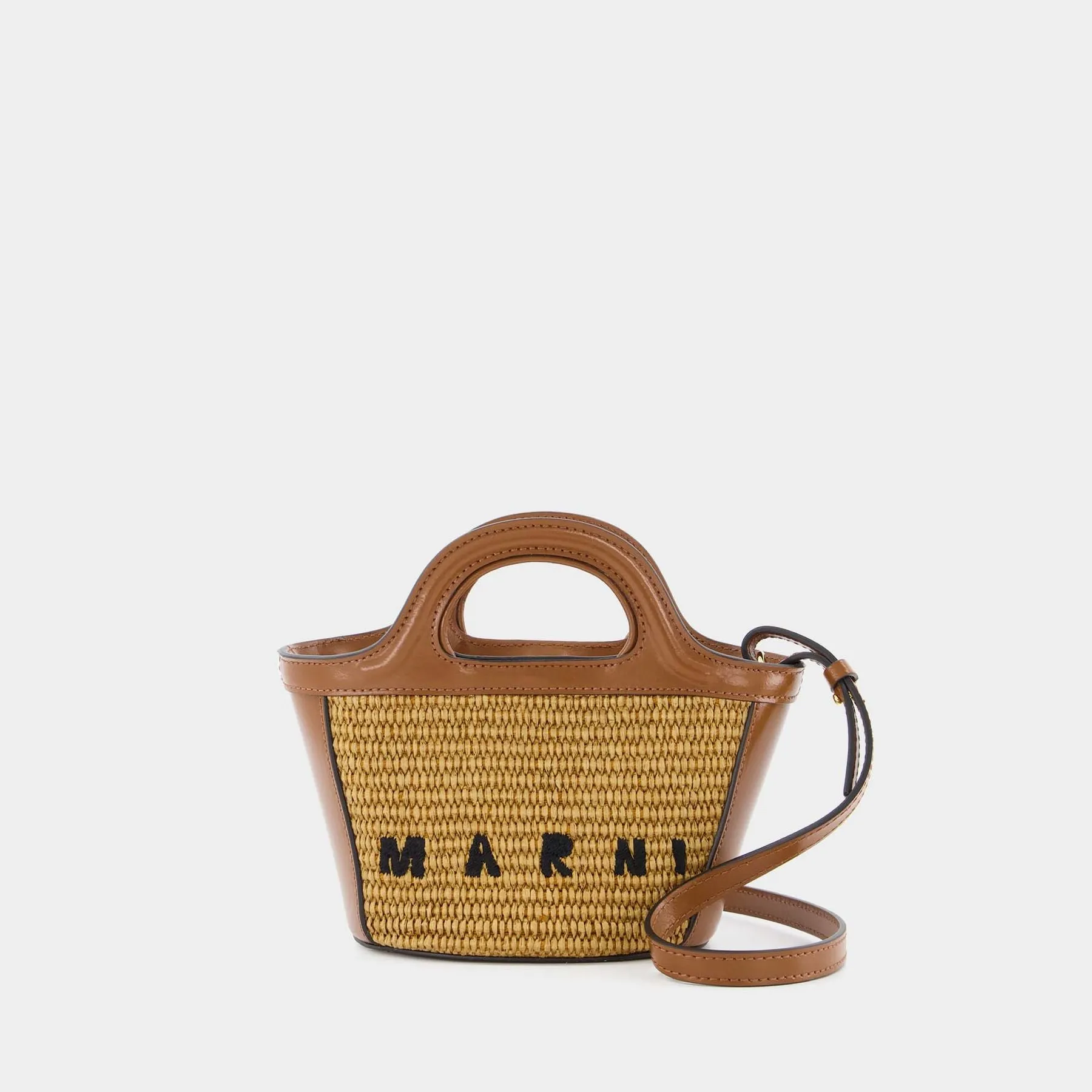 Tropicalia Micro Shopper Bag - Marni - Raw Sienna - Leather