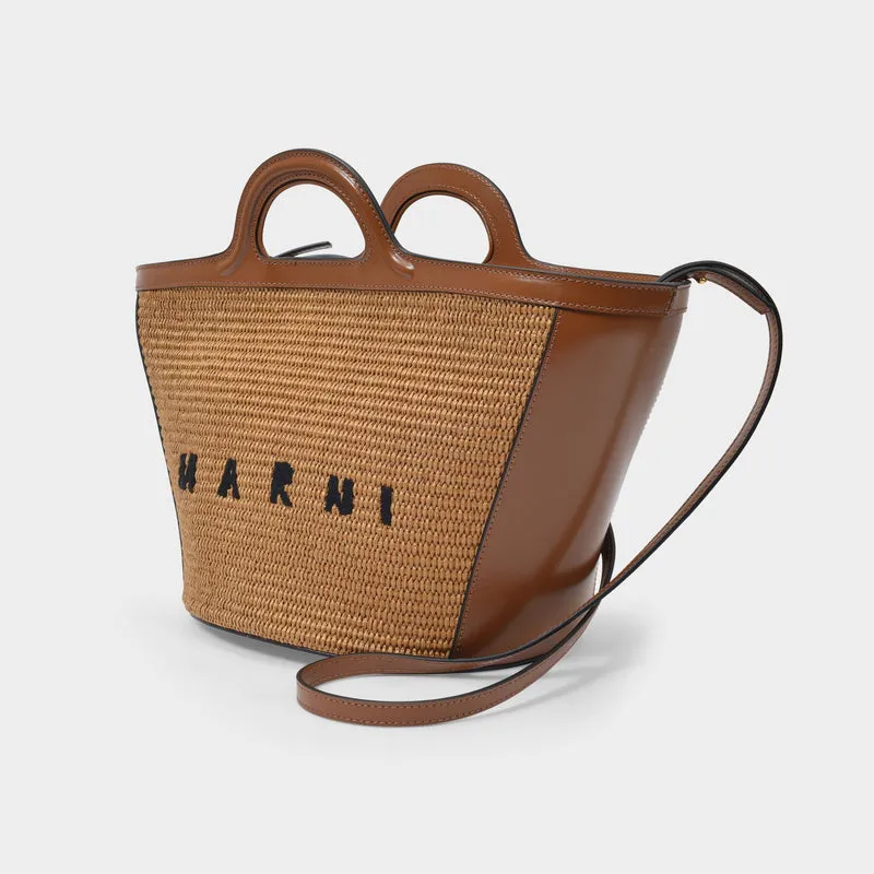 Tropicalia Small Shopper Bag - Marni - Raw Sienna - Leather