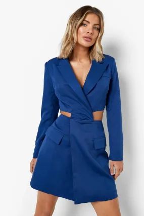 Twist Cut Out Pocket Detail Blazer Dress