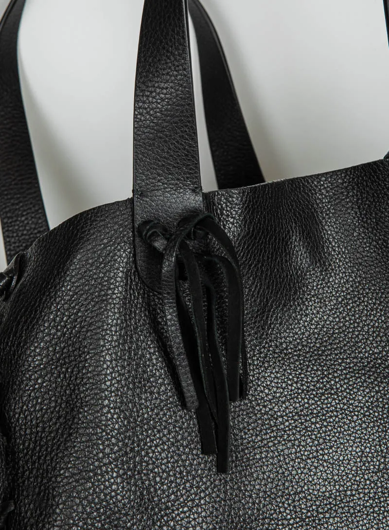 Valentino Shopper in pelle nera con frange