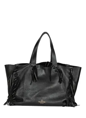 Valentino Shopper in pelle nera con frange