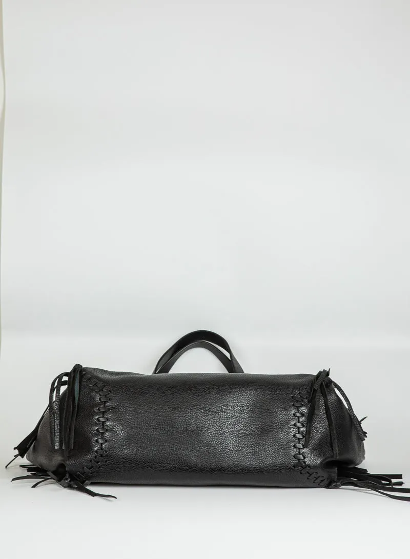 Valentino Shopper in pelle nera con frange