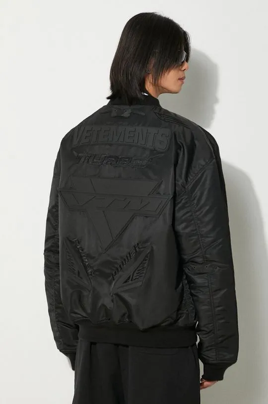 VETEMENTS bomber jacket Blackout Racing Bomber Jacket men’s black color UE64JA920B