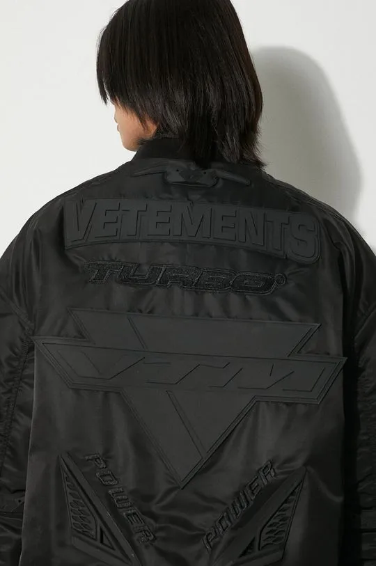 VETEMENTS bomber jacket Blackout Racing Bomber Jacket men’s black color UE64JA920B