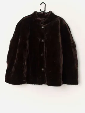 Vintage Dennis Bass faux fur cape in brown – Free Size