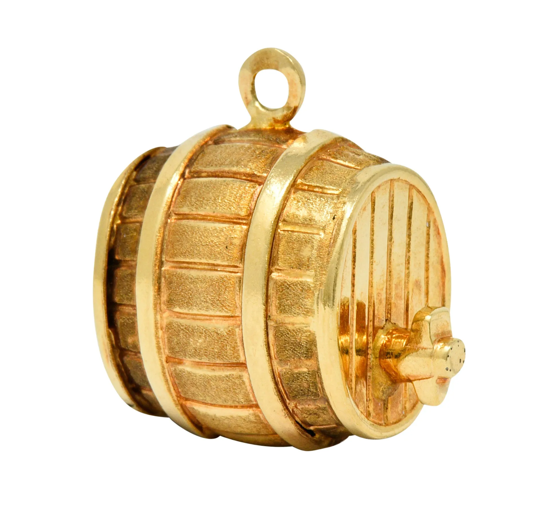 Vintage Italian 18 Karat Gold Barrel Keg Charm