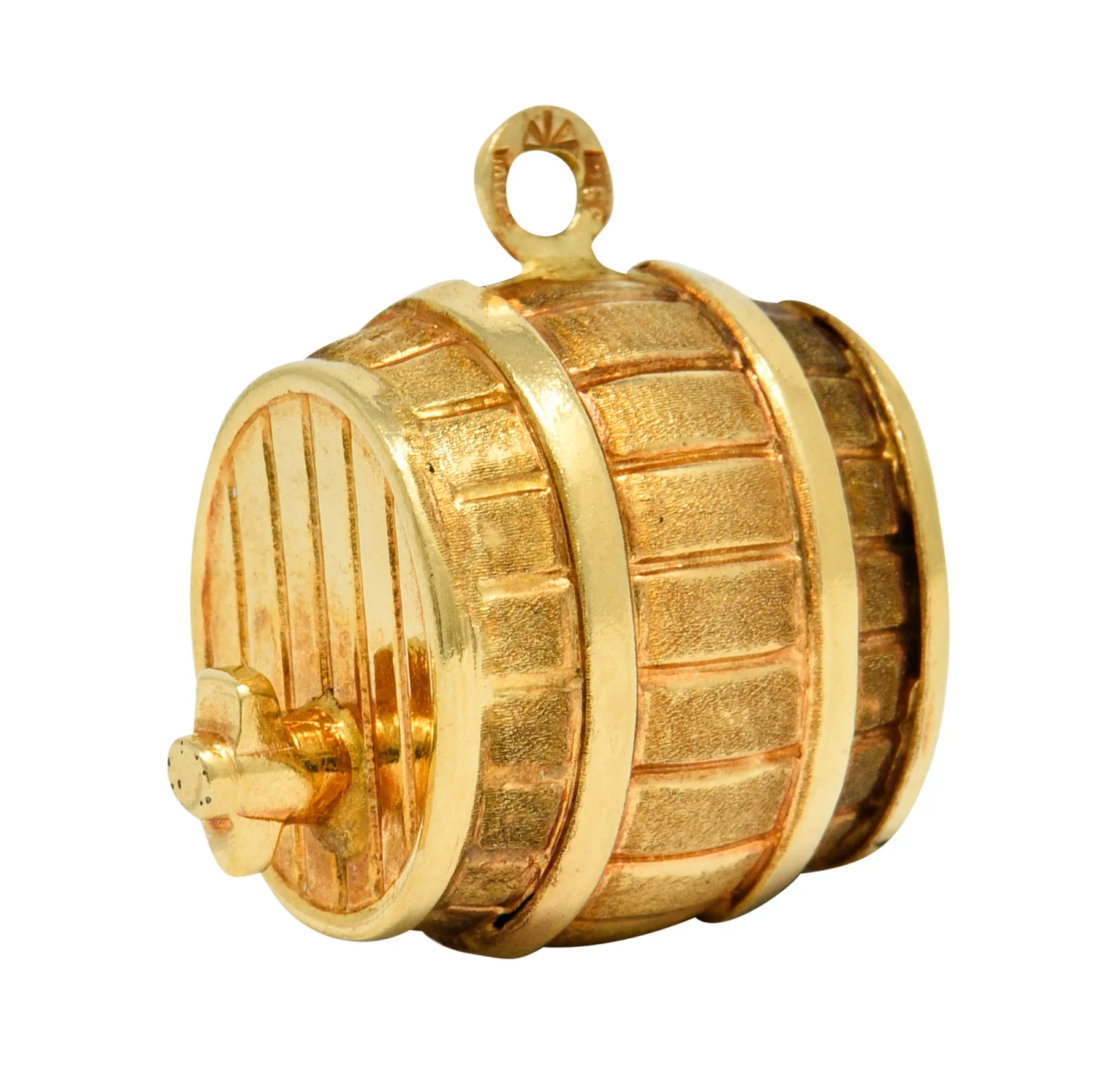 Vintage Italian 18 Karat Gold Barrel Keg Charm