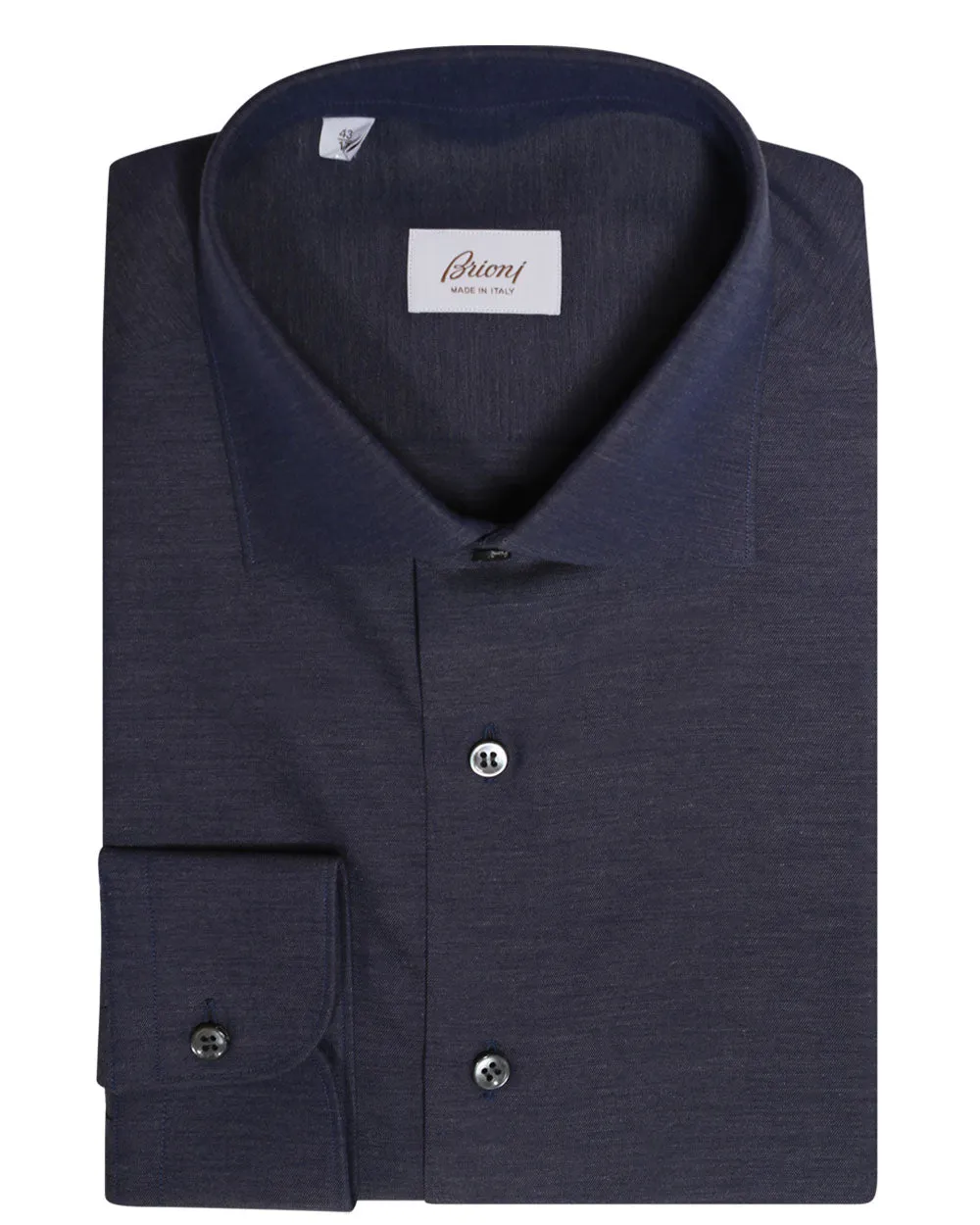 Washed Navy Cotton Dress Shirt