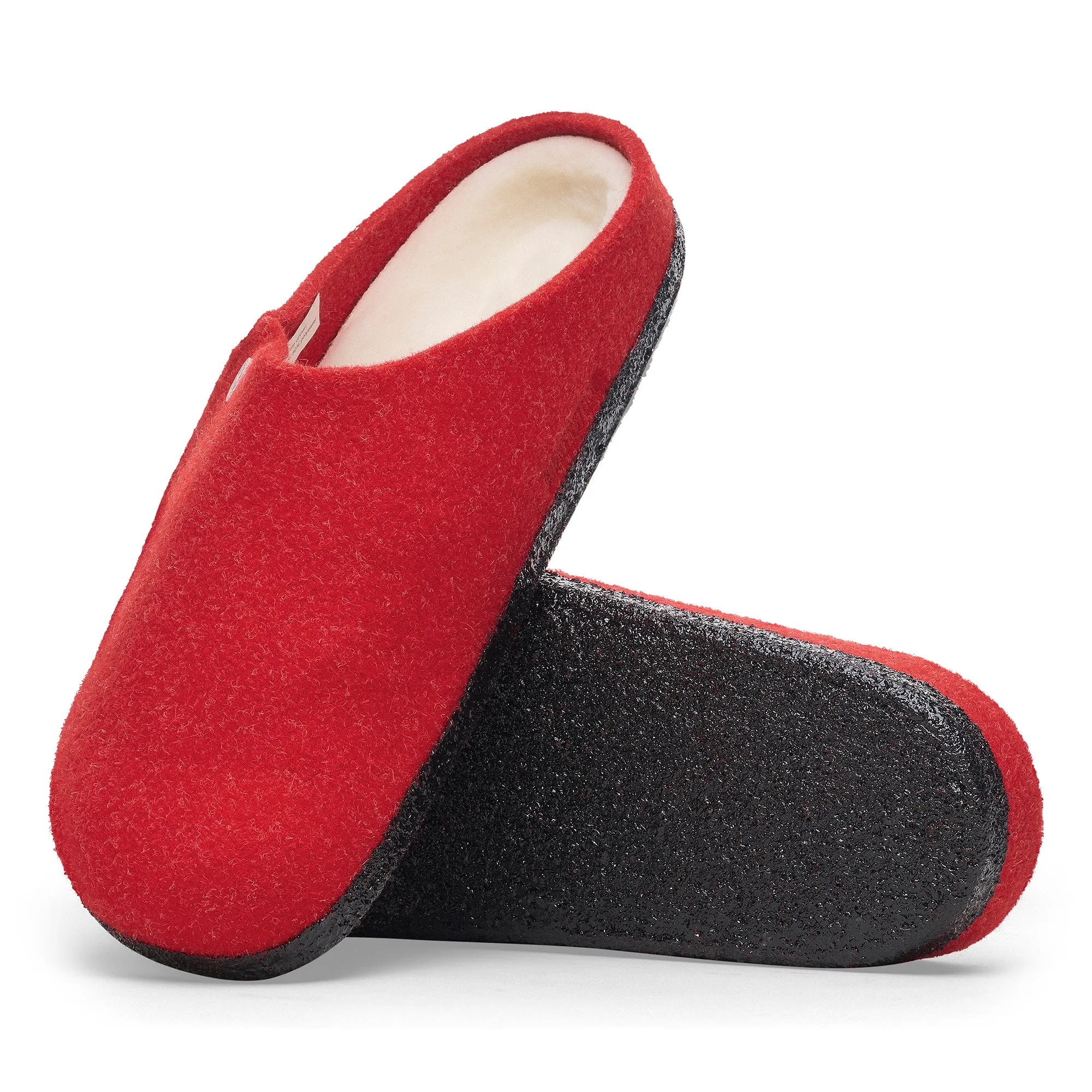 Women's Birkenstock Zermatt Shearling Wool Felt Slipper Color: Active Red