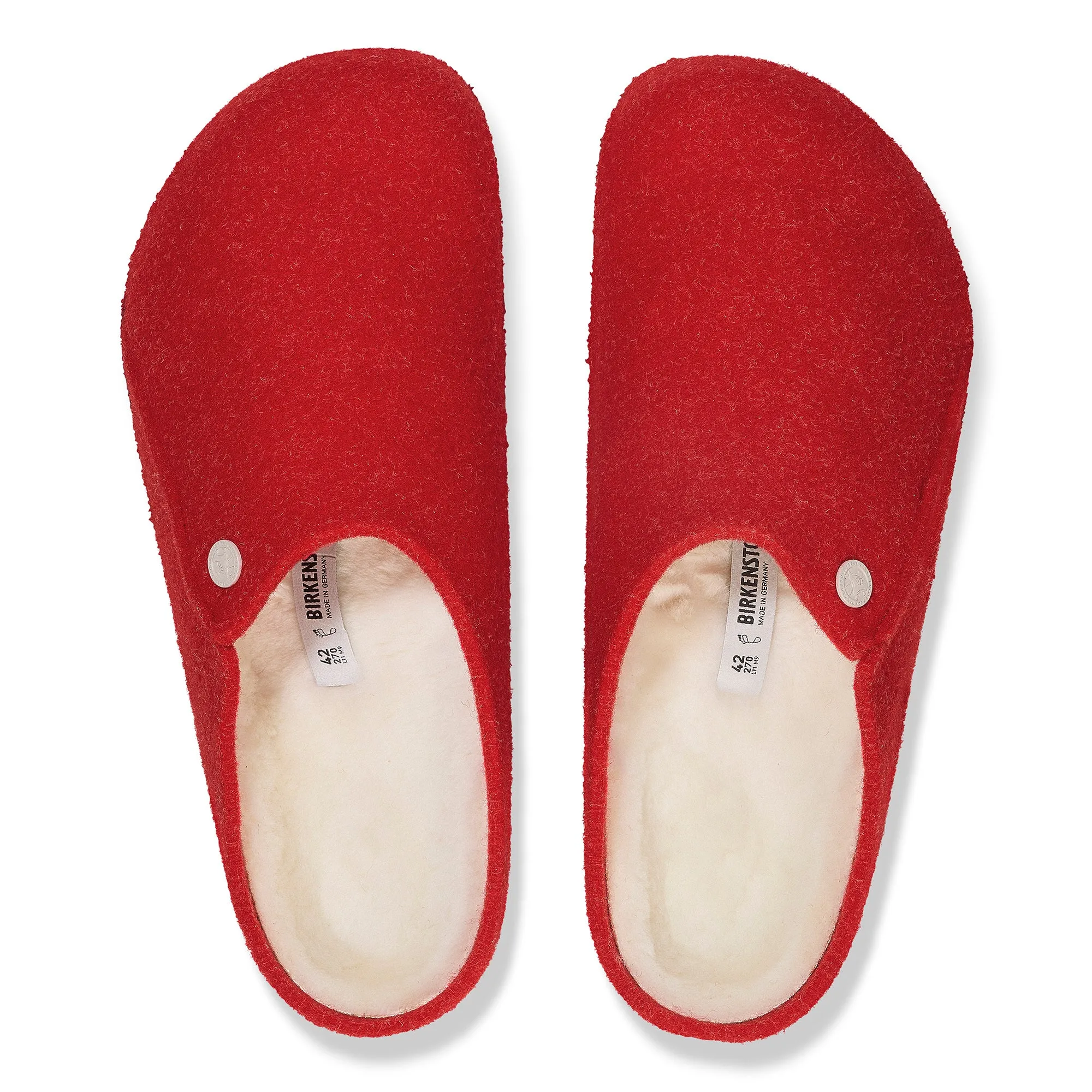 Women's Birkenstock Zermatt Shearling Wool Felt Slipper Color: Active Red