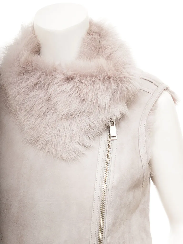 WOMEN'S GREY TOSCANA SHEARLING GILET: CREOLA