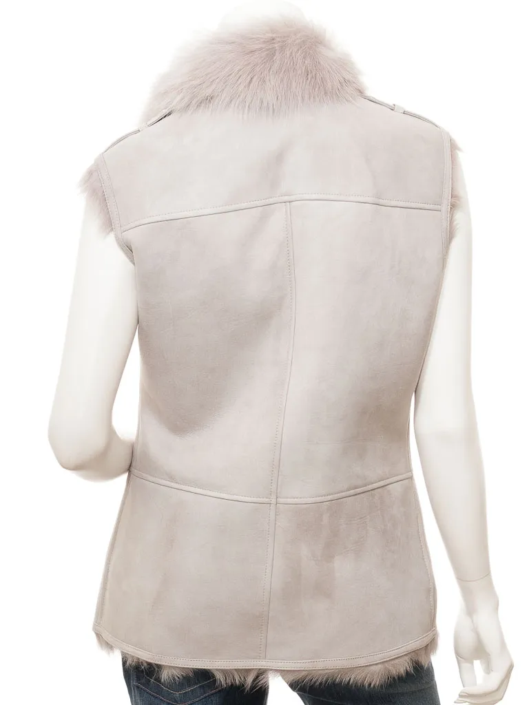 WOMEN'S GREY TOSCANA SHEARLING GILET: CREOLA