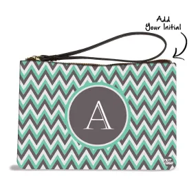 Womens Pouch Purse - Grey Zig Zag Lines