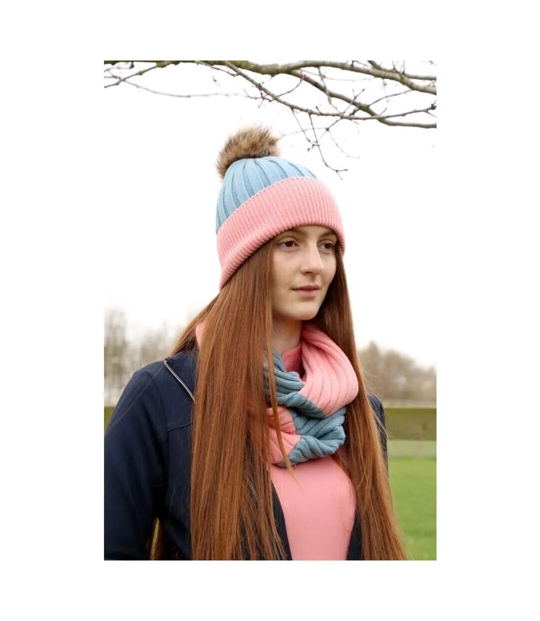 Womens/ladies synergy luxury snood one size aqua blue/rose Hy