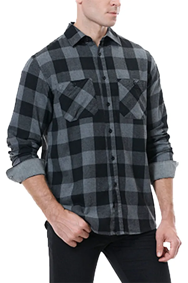 Wrinkle-Free Button-Down Flannel Shirt