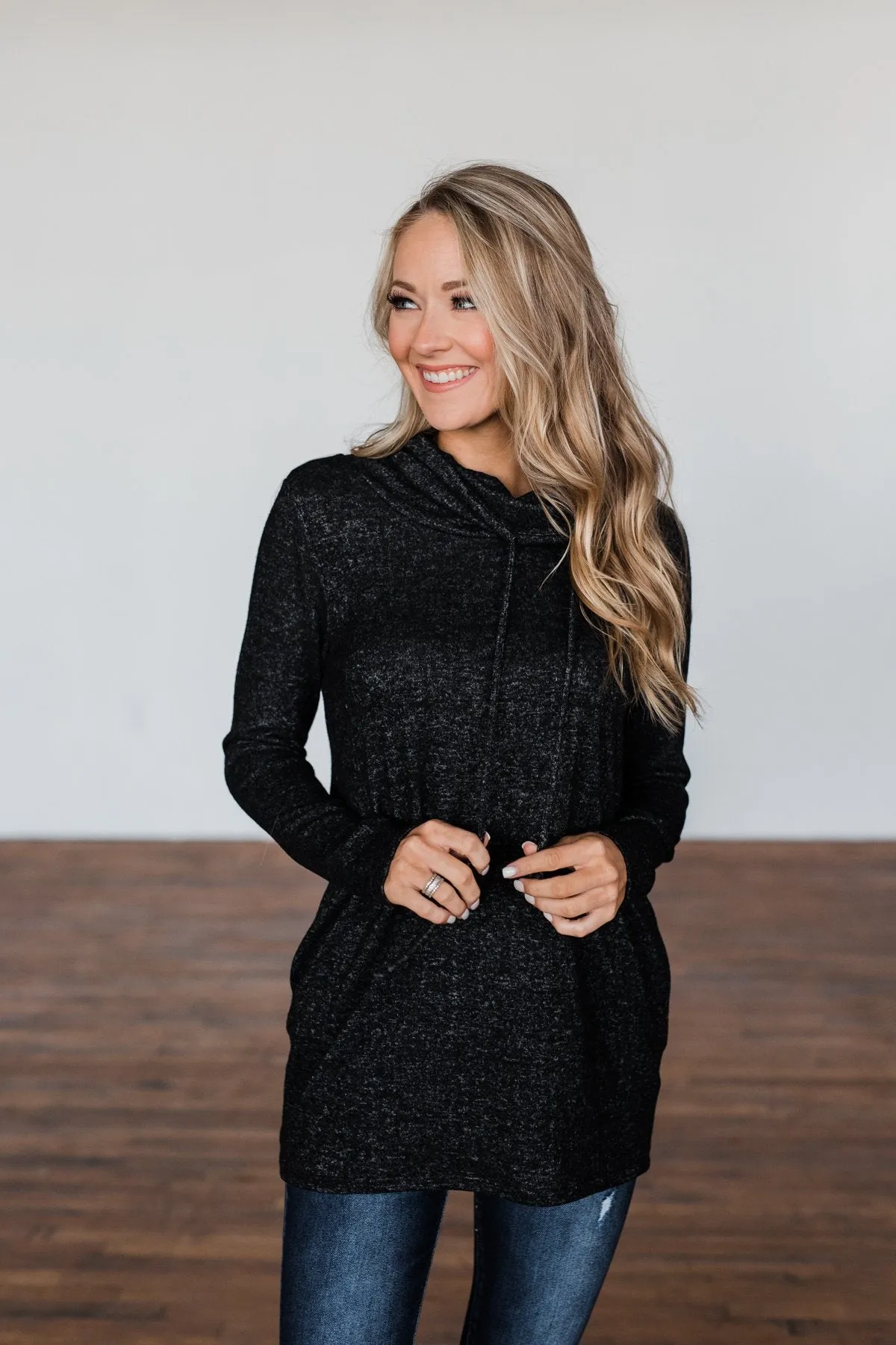 Written In The Stars Cowl Neck Top- Black