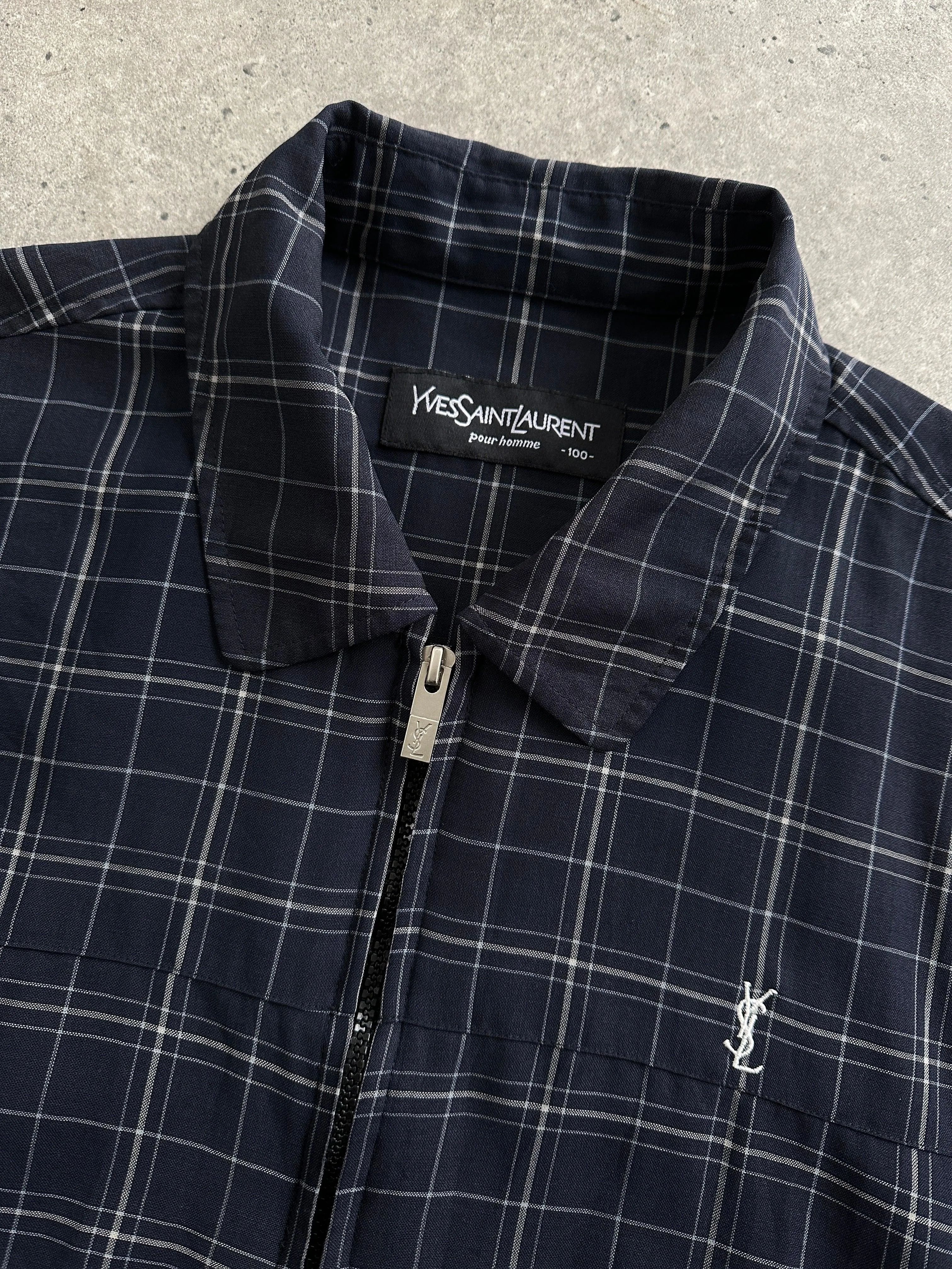 Yves Saint Laurent Check Logo Bomber Jacket - L