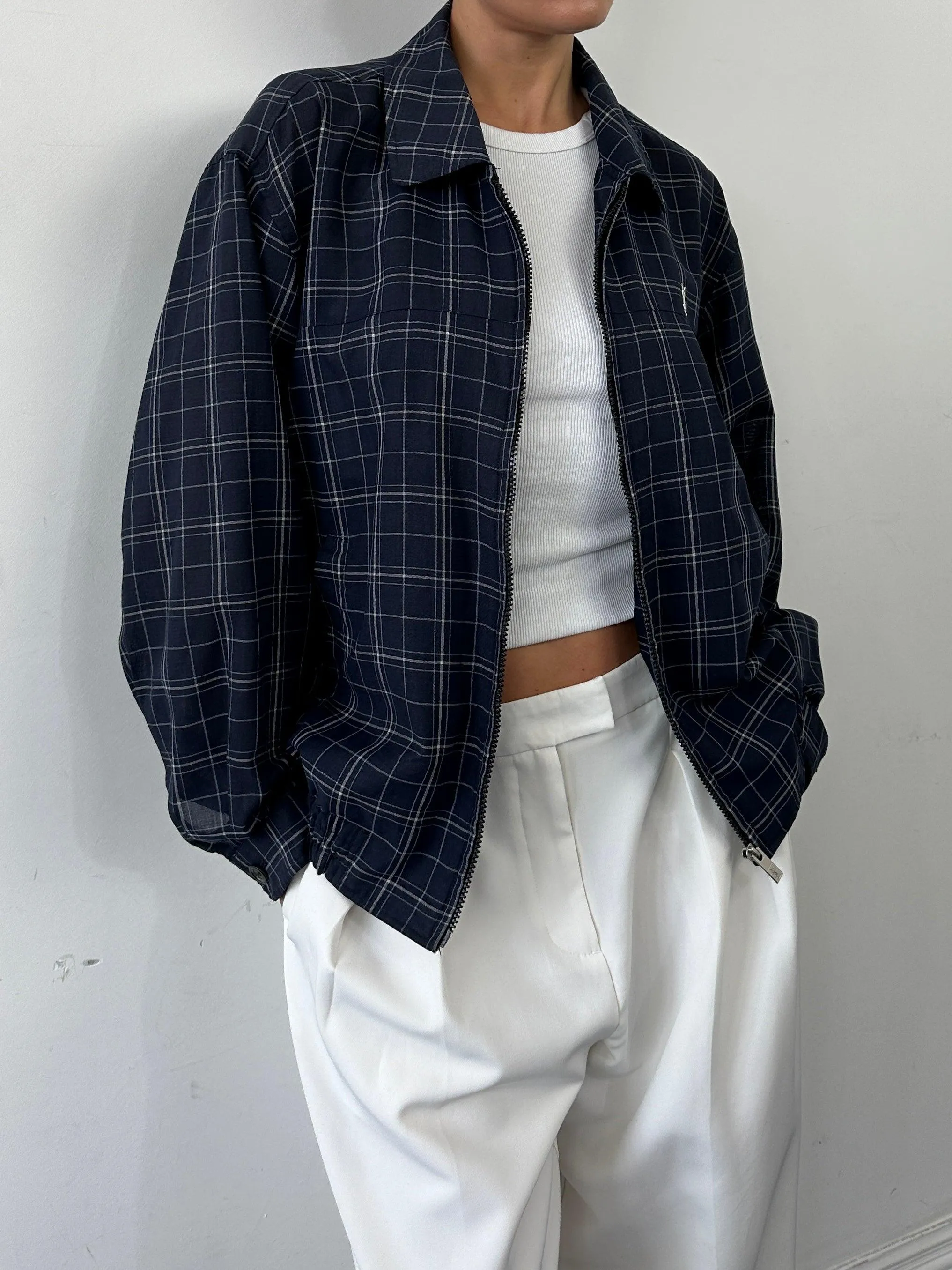 Yves Saint Laurent Check Logo Bomber Jacket - L